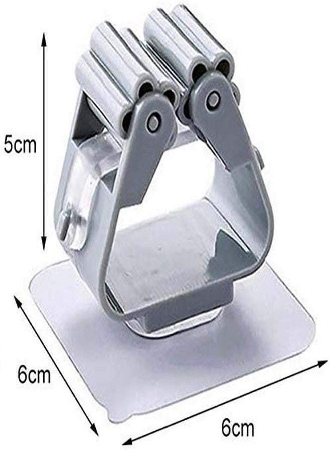 RRJ Mop Broom Holder, Self Adhesive Organizer Wall Mount Clips for Kitchen Bathroom Closet Garden Garage (Multicolor) -2 Pieces - Image 2